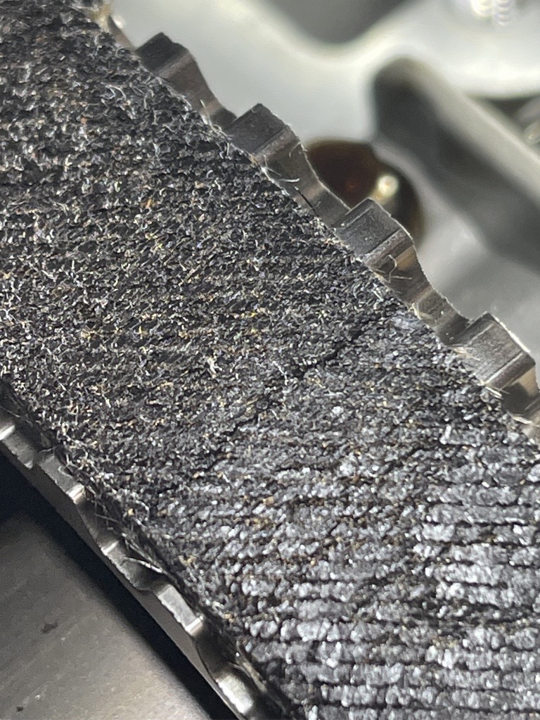 Severely degraded wet belt